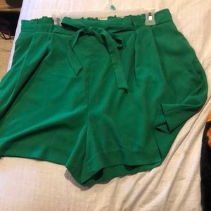 High waisted vivid green shorts